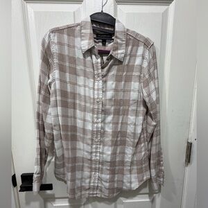 Banana Republic Beige and White Plaid Shirt